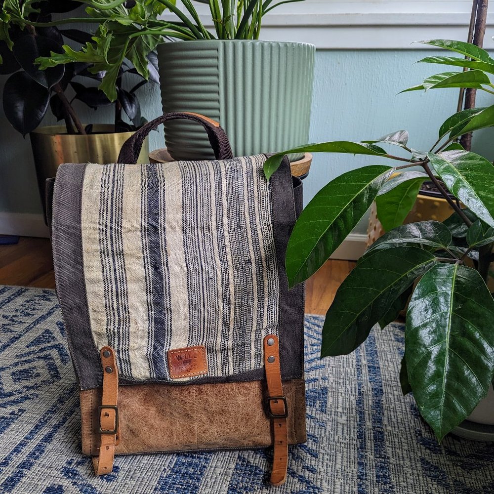 Will Leather Goods canvas + leather backpack